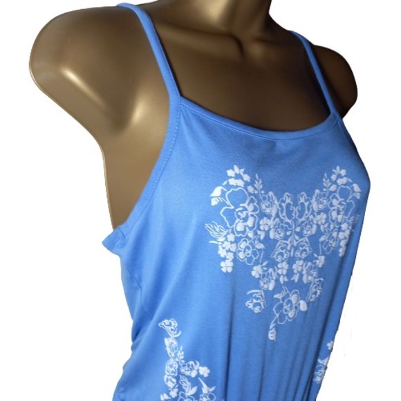 Size 8 Light Blue & White Floral Strappy Stretchy Jumpsuit - Picture 4 of 8